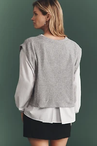 Maeve Long-Sleeve Twofer Sweater Vest