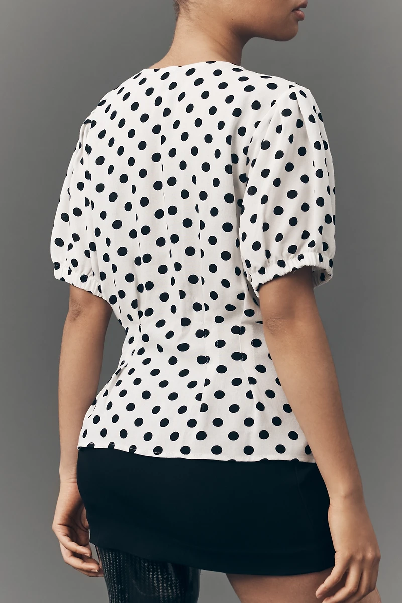 Maeve Short-Sleeve Polka Dot Blouse