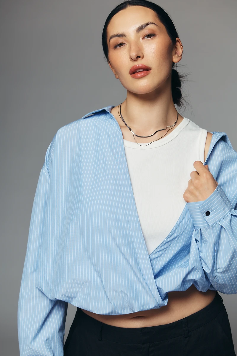 Maeve Long-Sleeve Layered Twofer Shirt