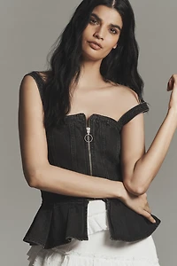 Seventy + Mochi Mila Zip-Front Peplum Top