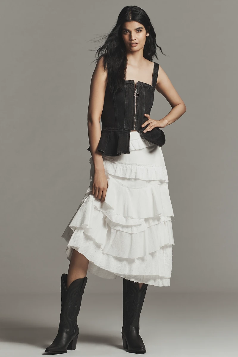 Seventy + Mochi Mila Zip-Front Peplum Top