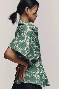 The Tobie Short-Sleeve Pleated Blouse by Exquise