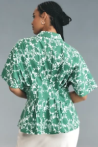 The Tobie Short-Sleeve Pleated Blouse by Exquise