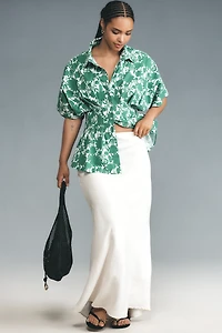 The Tobie Short-Sleeve Pleated Blouse by Exquise