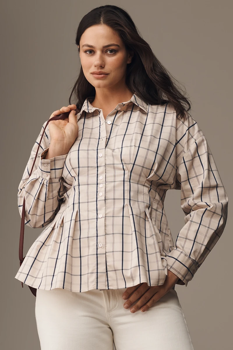 Exquise Tobie Long-Sleeve Waisted Button-Down Shirt