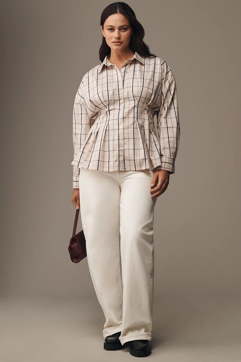 Exquise Tobie Long-Sleeve Waisted Button-Down Shirt