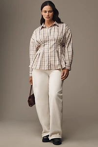 Exquise Tobie Long-Sleeve Waisted Button-Down Shirt