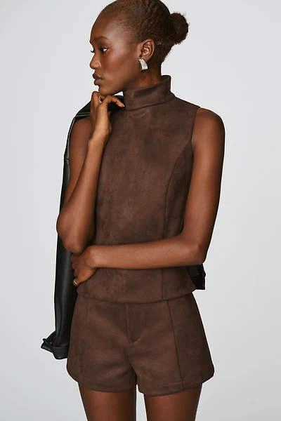 Elodie Faux-Suede Sleeveless Top