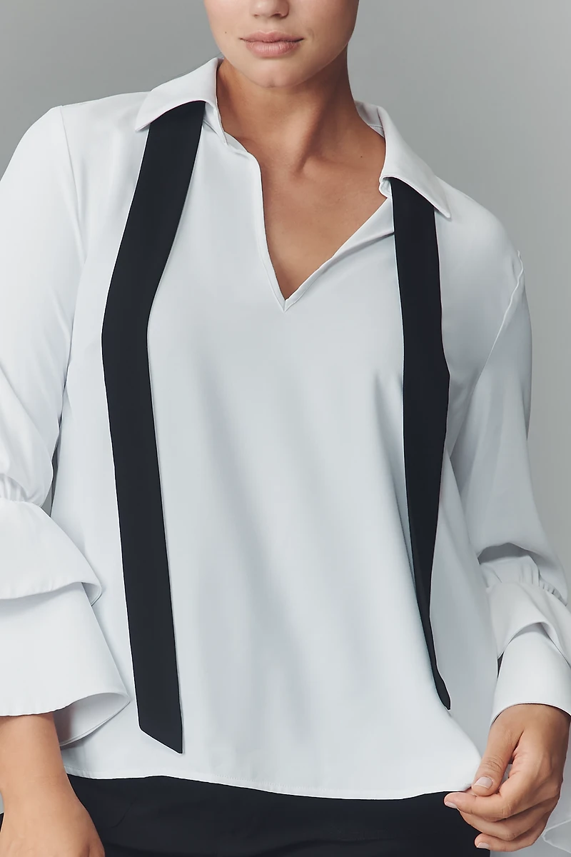 Eloquii Plus Ruffle-Sleeve Top