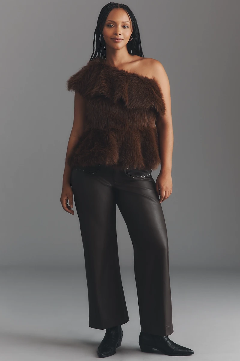 Eloquii Plus Faux Fur One-Shoulder Top