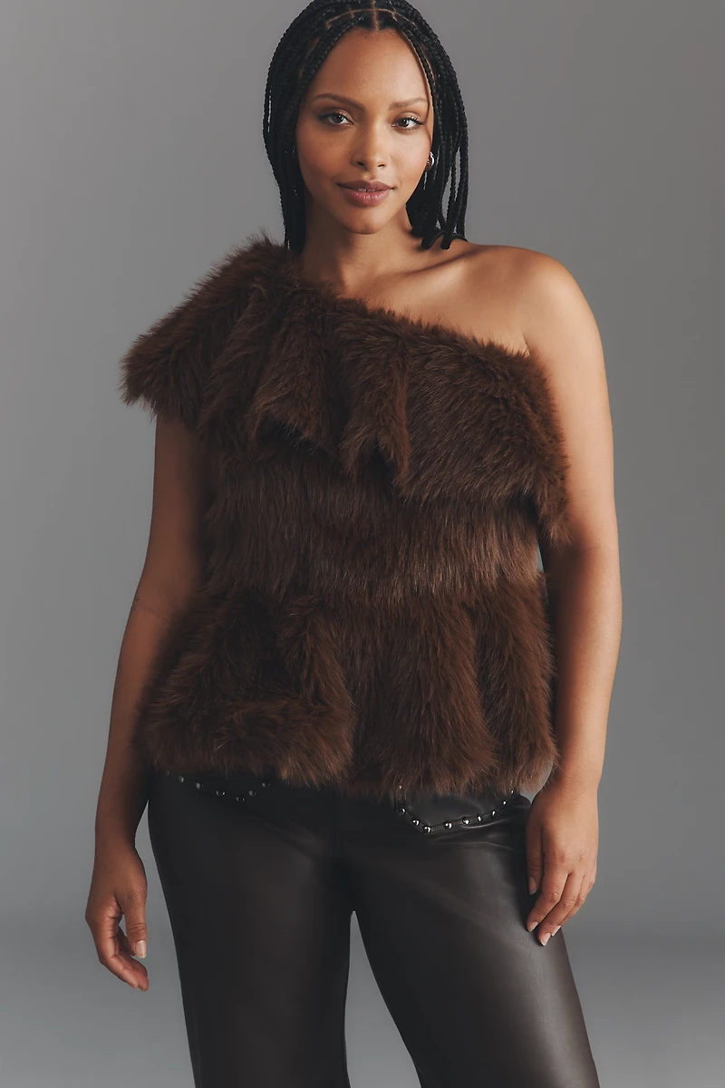 Eloquii Plus Faux Fur One-Shoulder Top