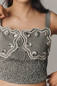 Ollari Crystal Embellished Bustier Top