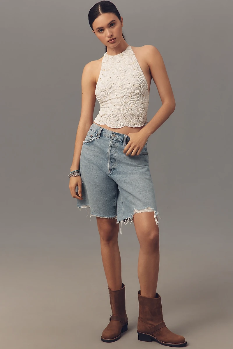 Ollari Beaded Halter Top