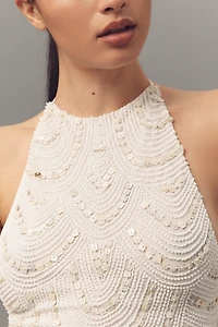 Ollari Beaded Halter Top