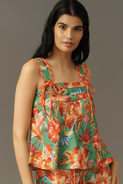 Farm Rio Structured Linen Blend Tank Top