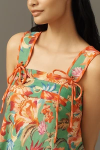 Farm Rio Structured Linen Blend Tank Top