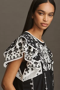 Farm Rio x Anthropologie Flutter-Sleeve Top