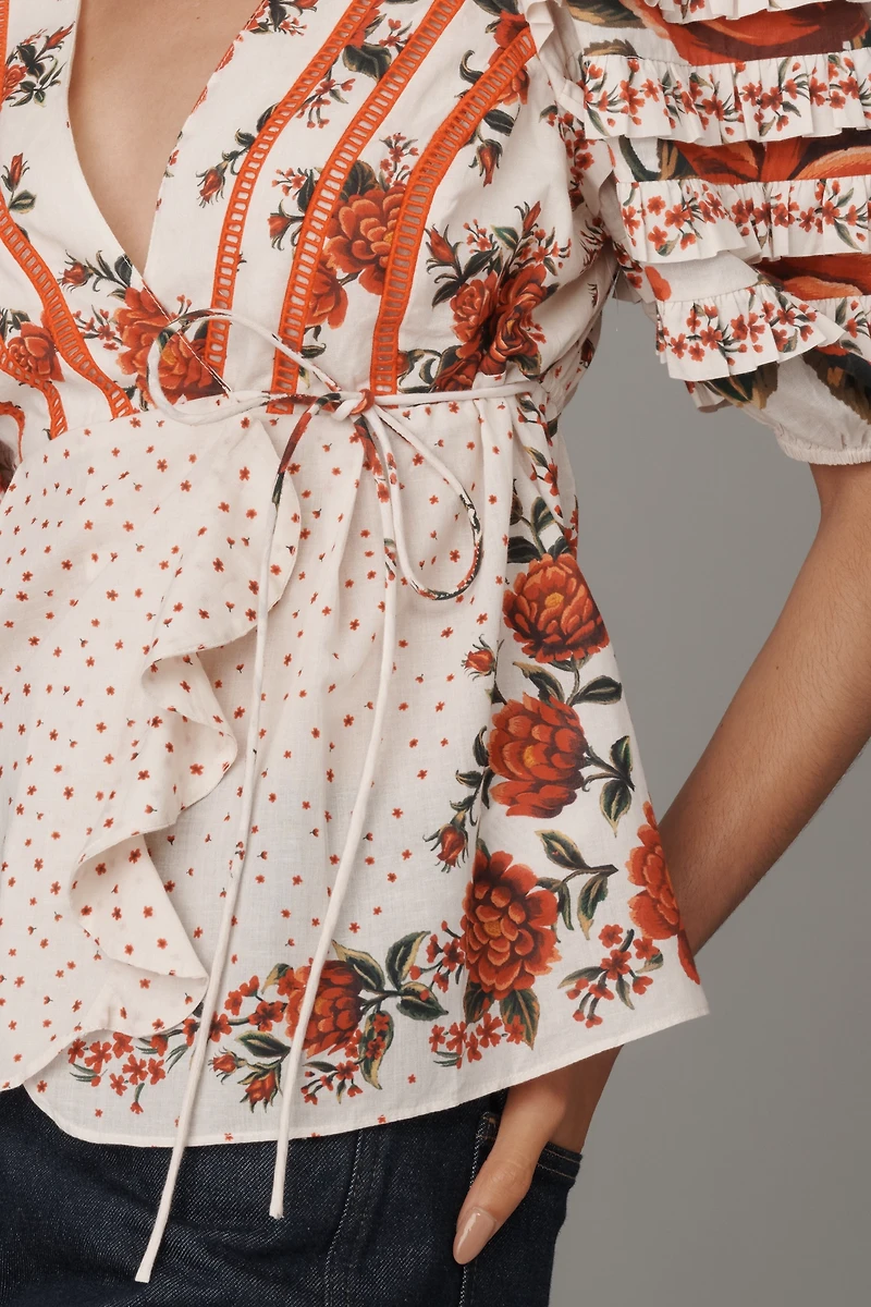 Farm Rio x Anthropologie Wrap Blouse