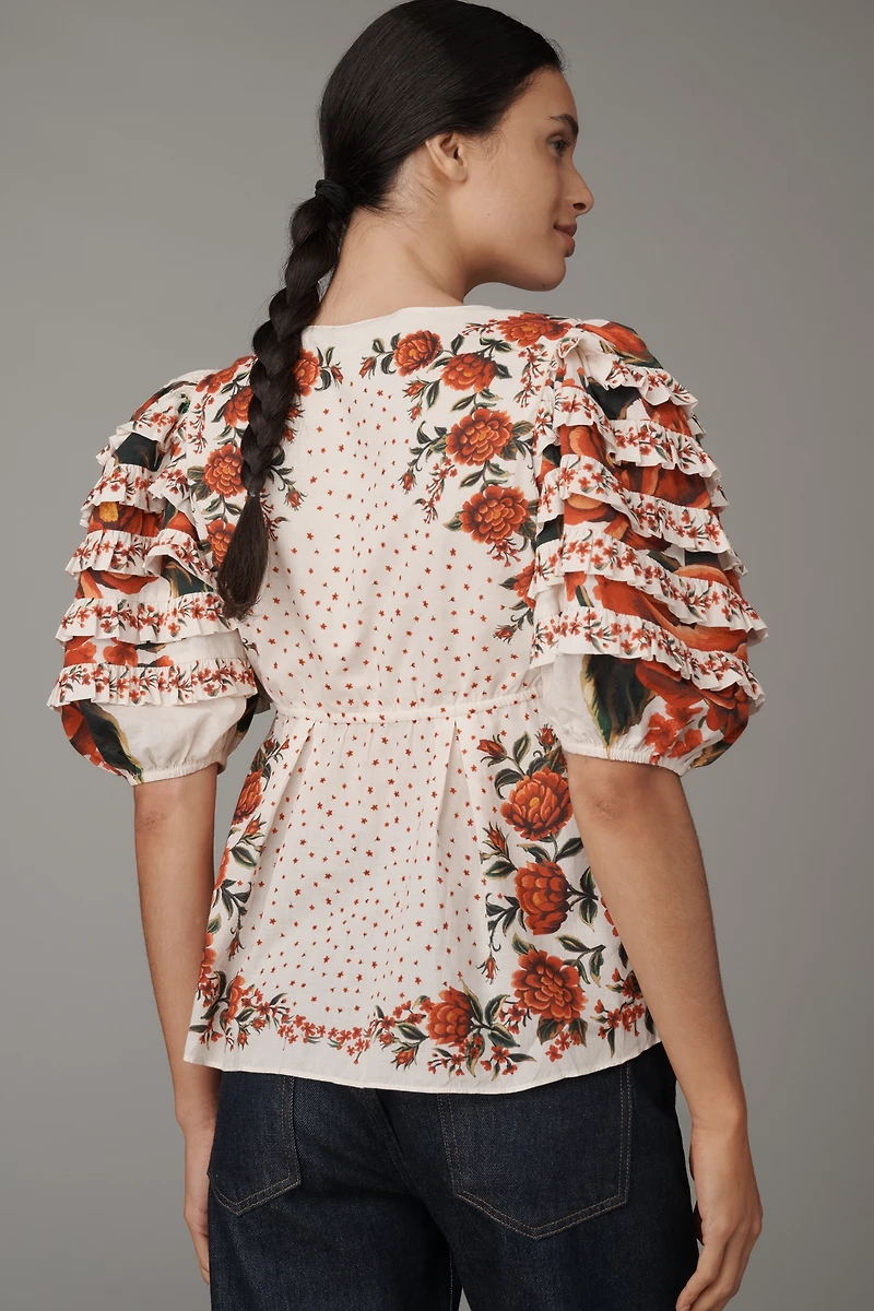 Farm Rio x Anthropologie Wrap Blouse