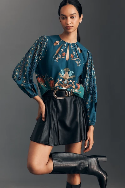 Farm Rio x Anthropologie Long-Sleeve Cut-Out Blouse