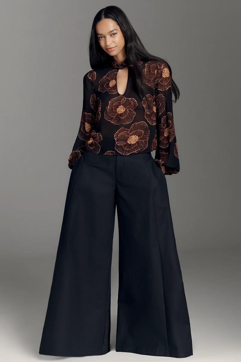 Farm Rio x Anthropologie Balloon-Sleeve Sheer Blouse
