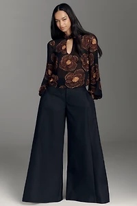 Farm Rio x Anthropologie Balloon-Sleeve Sheer Blouse
