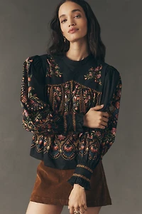 Farm Rio x Anthropologie Long-Sleeve Lace Blouse