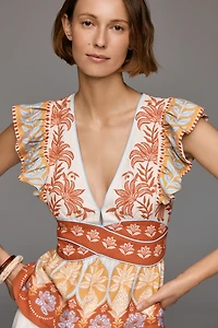 Farm Rio x Anthropologie Ruffled Sleeveless Peplum Top