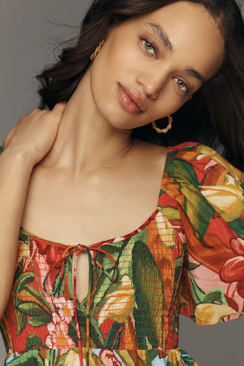 Farm Rio x Anthropologie Tie-Front Printed Blouse