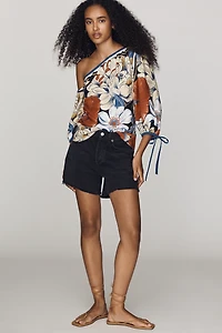 Farm Rio One-Shoulder Puff-Sleeve Blouse
