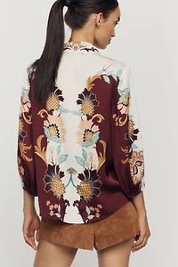 Farm Rio Tie-Front Long-Sleeve Top