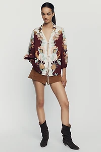 Farm Rio Tie-Front Long-Sleeve Top