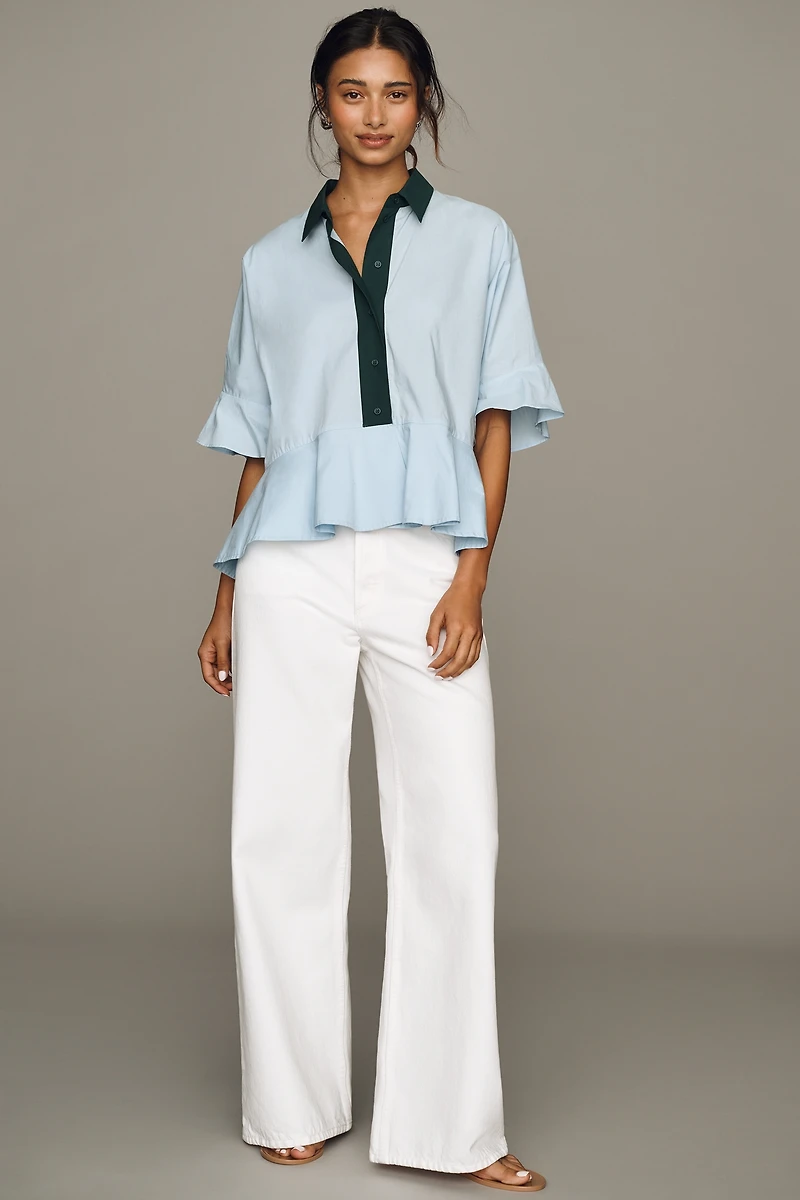 Essentiel Antwerp Kaylee 100% Cotton Peplum Blouse