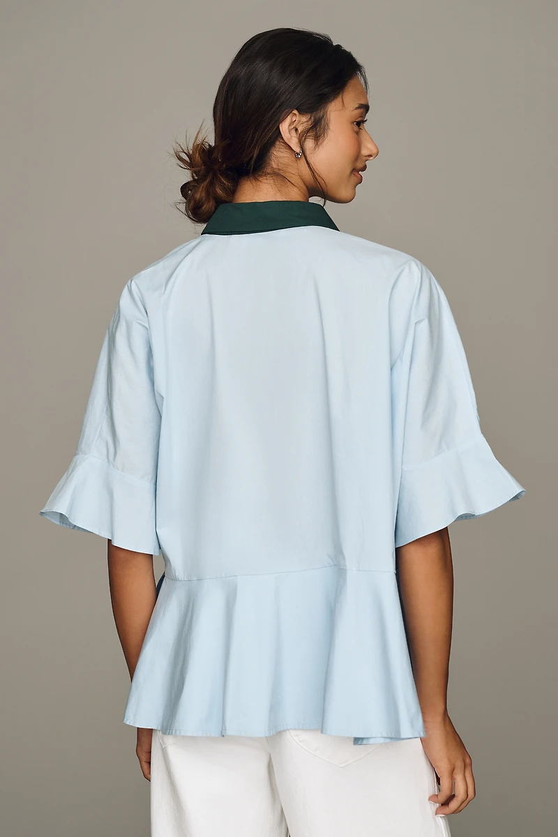 Essentiel Antwerp Kaylee 100% Cotton Peplum Blouse