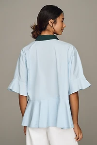Essentiel Antwerp Kaylee 100% Cotton Peplum Blouse