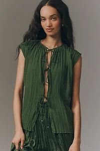 Scotch & Soda Sleeveless Tie-Front Pleated Top