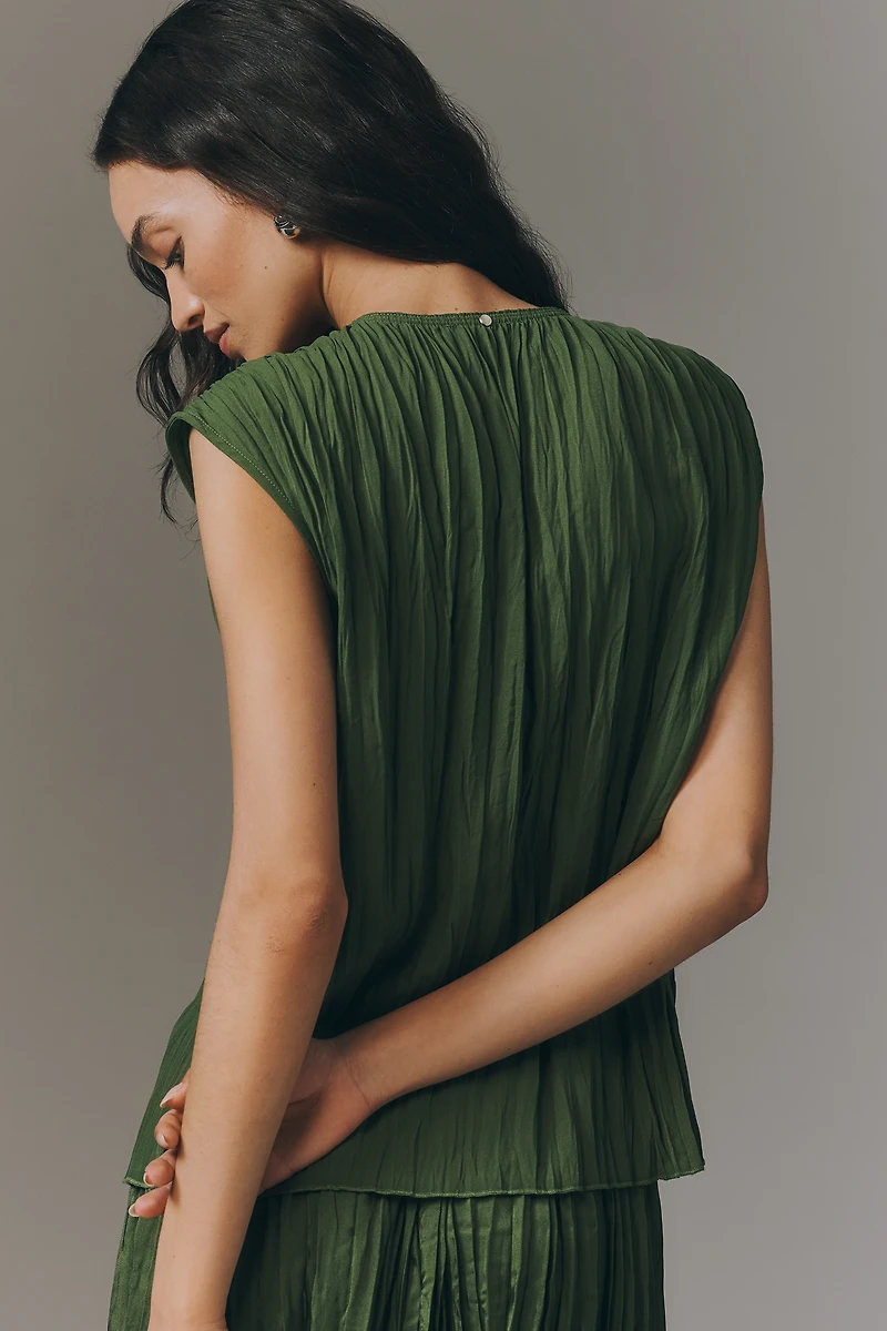 Scotch & Soda Sleeveless Tie-Front Pleated Top