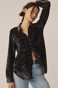 Hadley Velvet Relaxed Buttondown Shirt by Pilcro