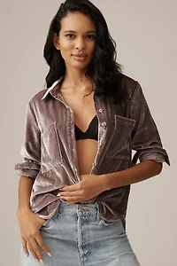 The Hadley Velvet Relaxed Buttondown Shirt by Pilcro