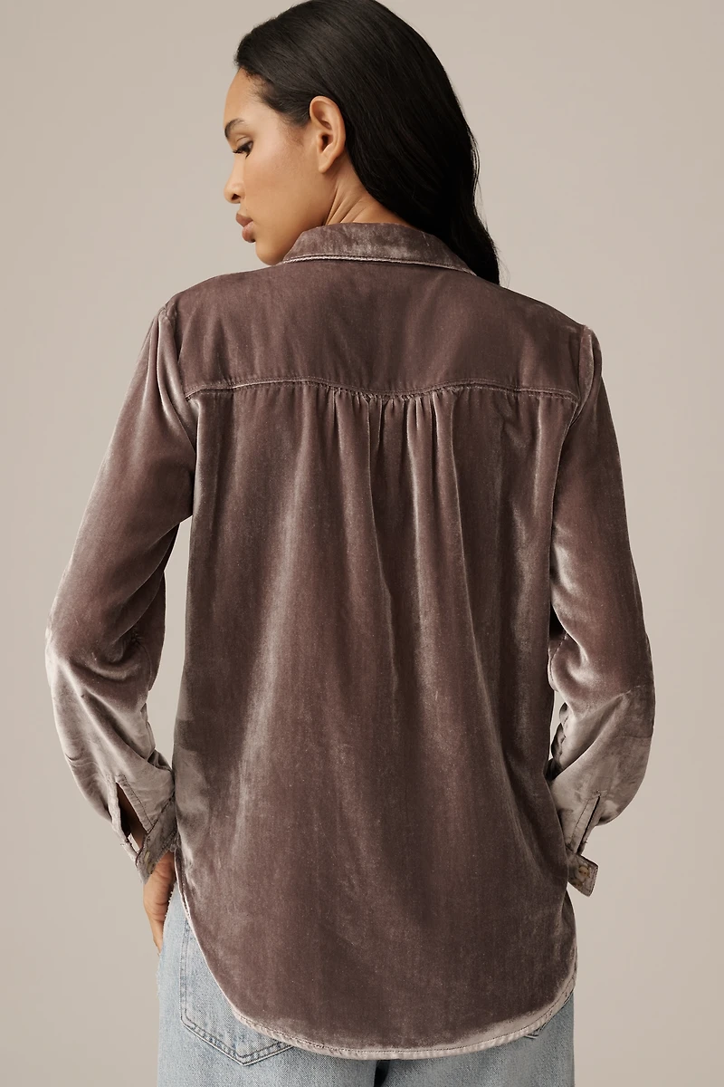The Hadley Velvet Relaxed Buttondown Shirt by Pilcro