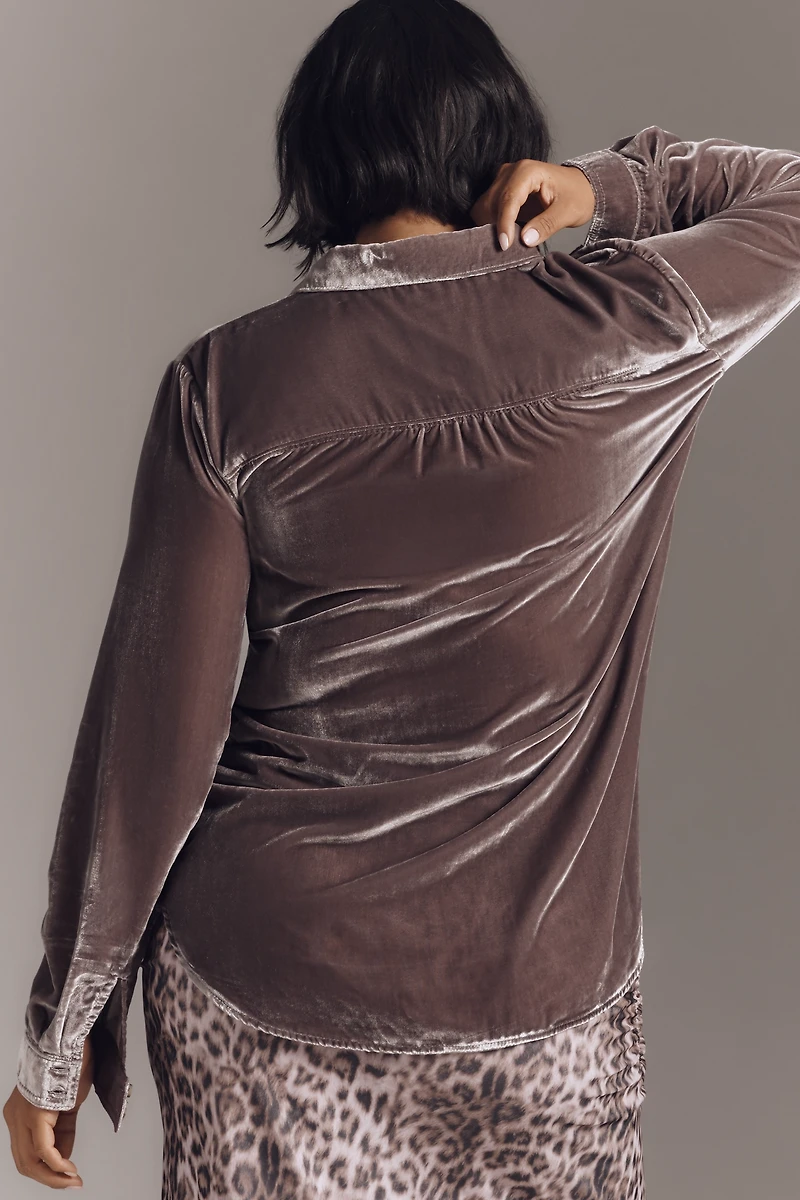 The Hadley Velvet Relaxed Buttondown Shirt by Pilcro