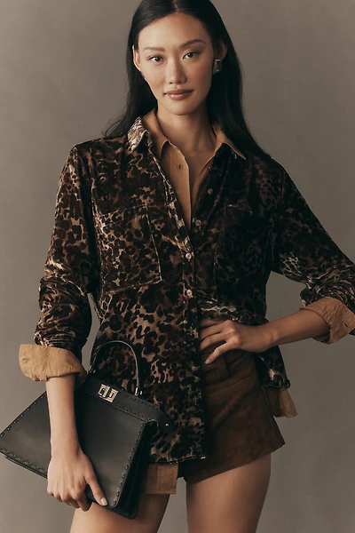 Pilcro Hadley Velvet Relaxed Buttondown Shirt