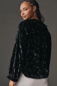 The Keira Collared Button-Front Blouse by Pilcro: Long-Sleeve Velvet Edition
