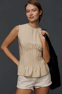 The Della Pleated-Waist Shell Top