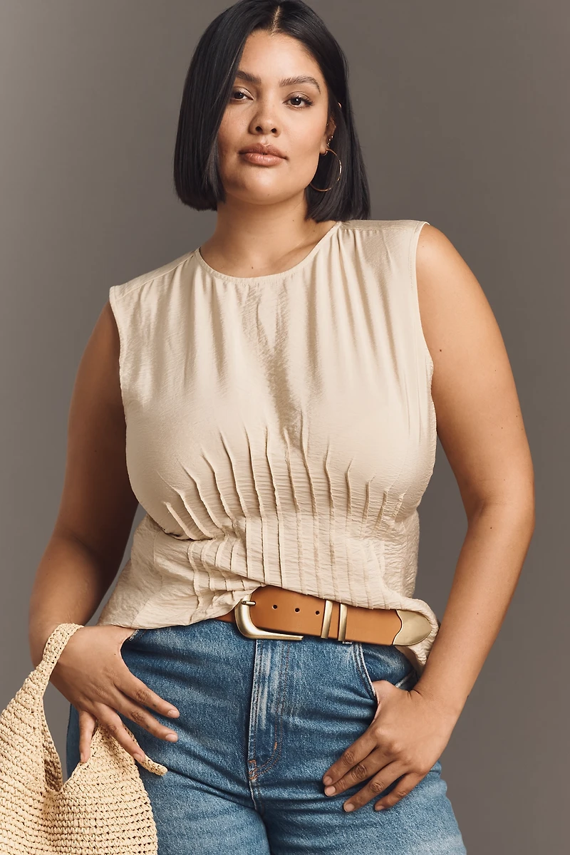 The Della Pleated-Waist Shell Top