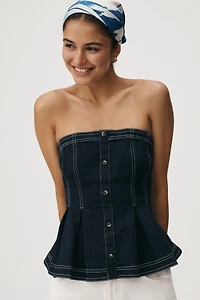 Pilcro Strapless Denim Bustier Top