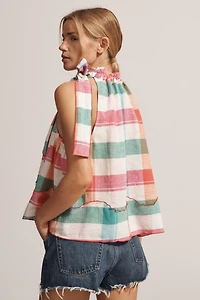 Maeve Linen Blend Tie-Neck Halter Top