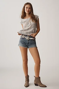 By Anthropologie Short-Sleeve Seamed Swing Top
