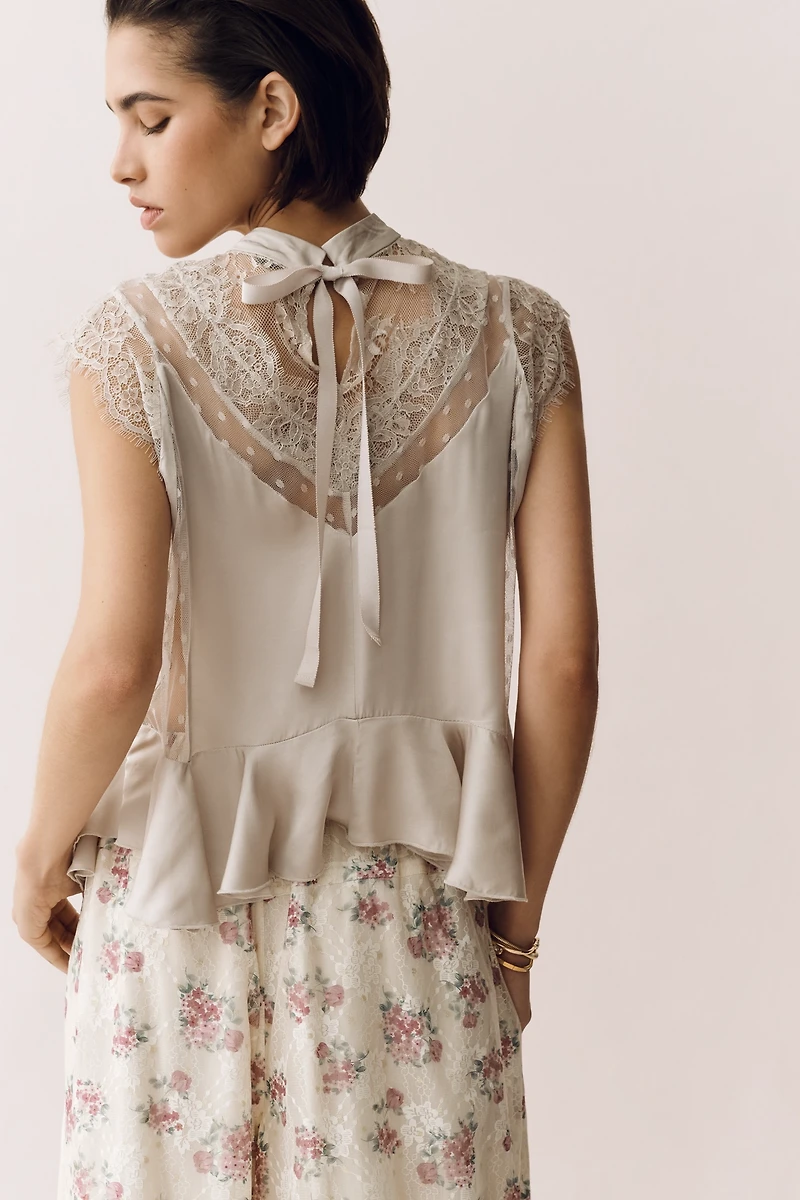 Harmony Sheer Lace Peplum Blouse