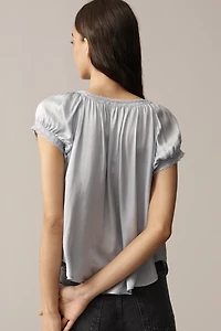 By Anthropologie Short-Sleeve Silky Peasant Top